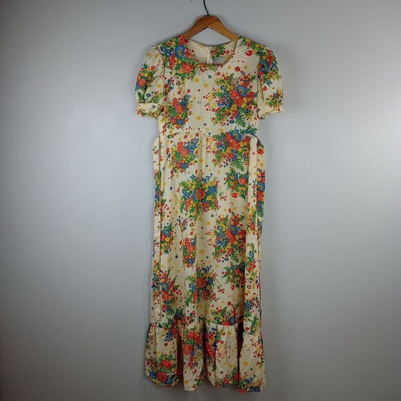Handmade Cottage Trad Wife Homestead Prairie Dress With Matching Bonnet Vintage - Picture 1 of 16